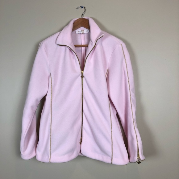 MCM Fleece Gold Trim Pastel Pink Sweatsuit Jacket - Picture 3 of 8